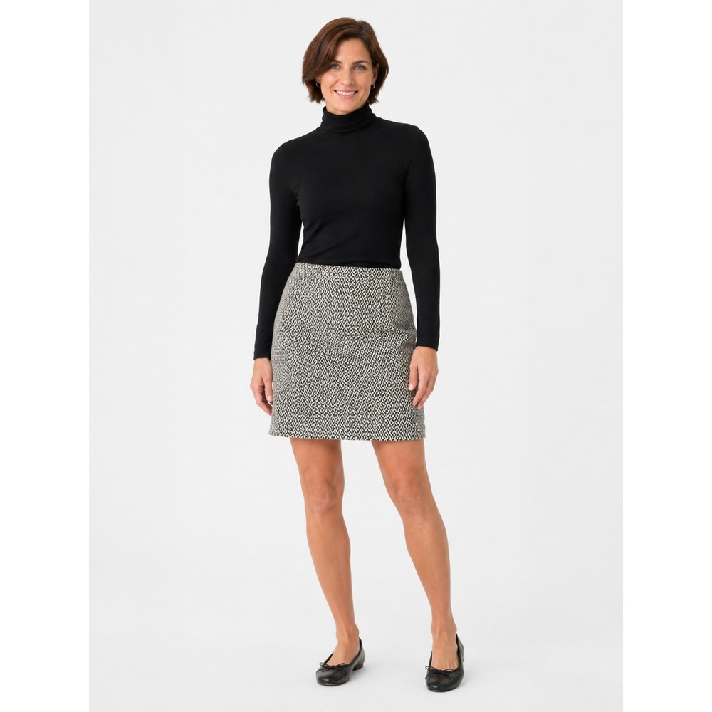 Gap Womens Black White Geometric Diamond Print A-Line Mini Skirt Size 6 Side Zip